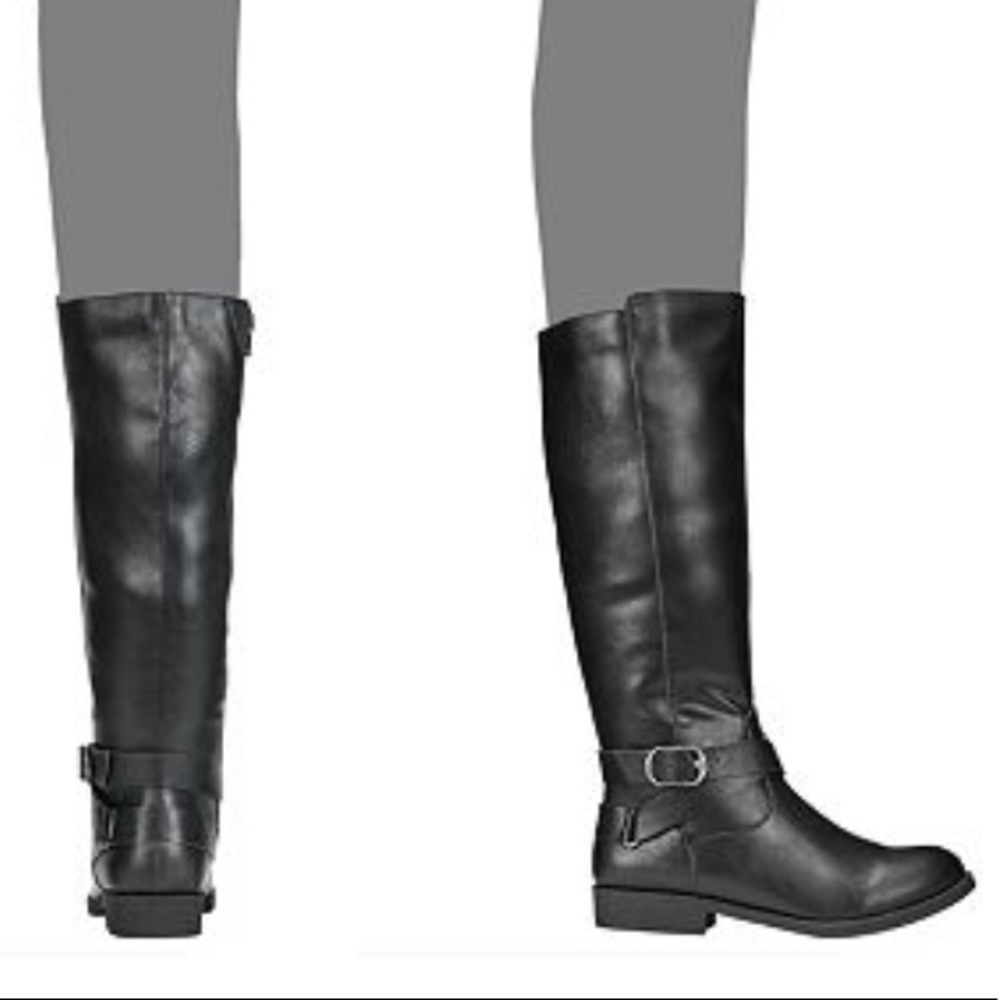 Stylish Flat Buckled Ankle Knee High Riding Boots - Picture 3 of 5